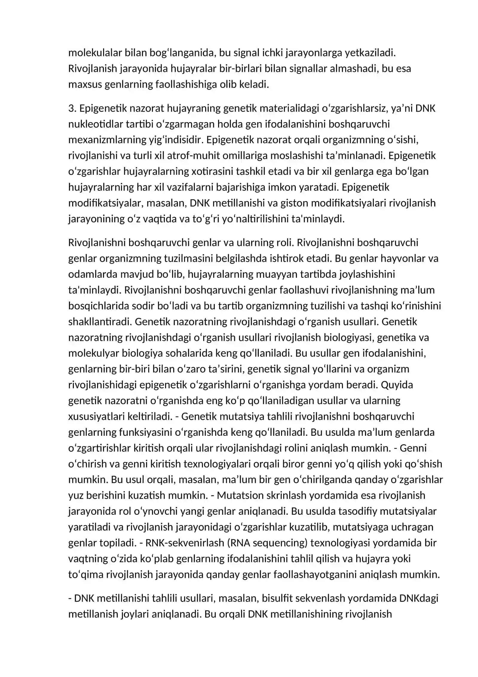 Rivojlanishning genetik nazorati 2