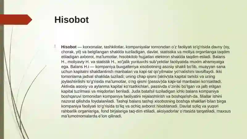 Moliyaviy hisobotlarni tayyorlash 2
