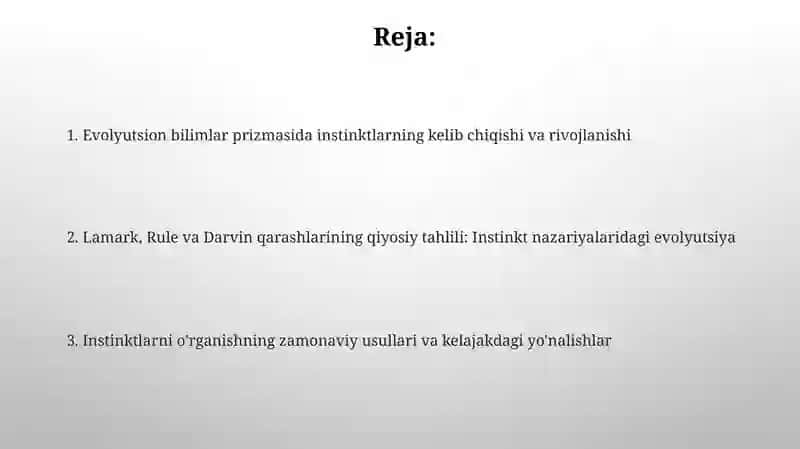 Evolyutsion bilimlar nuqtai nazaridan instinklarni o'rganish 2