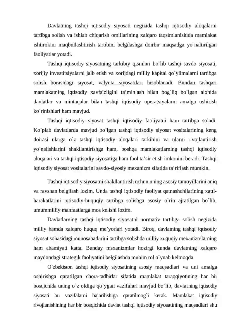 Tashqi Iqtisodiy Faoliyat 2