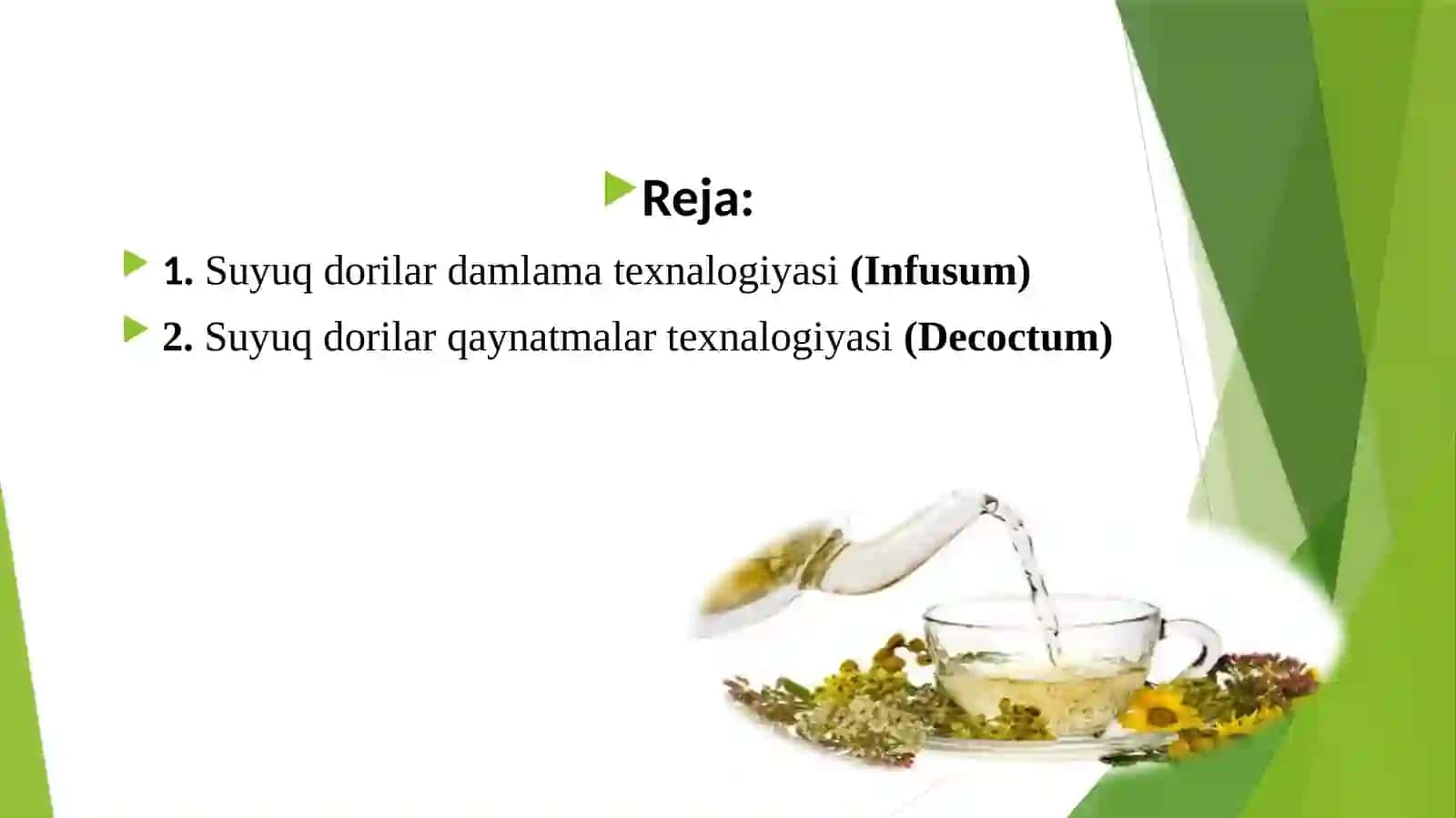 Suyuq dorilar damlama va qaynatmalar texnalogiyasi (INFUSI ET DECOCTI) 2