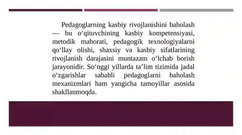 Pedagoglarning kasbiy rivojlanishini baholashga doir yetakchi tendensiyalar 2