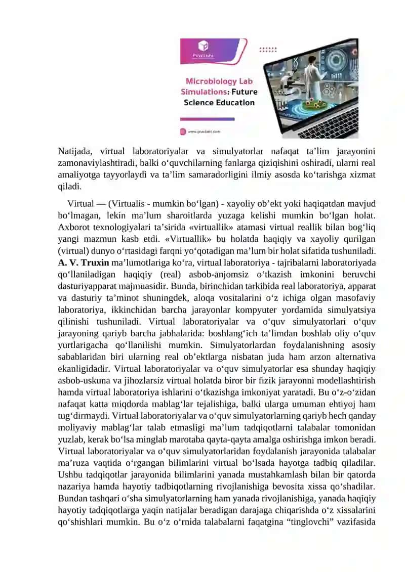 Virtual labaratoriyalar. O’quv jarayonida simulyatorlardan foydalanish 2