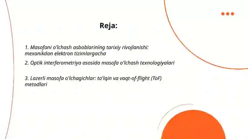 Masofani o'lchash asboblari va ularning rivojlanishi 2