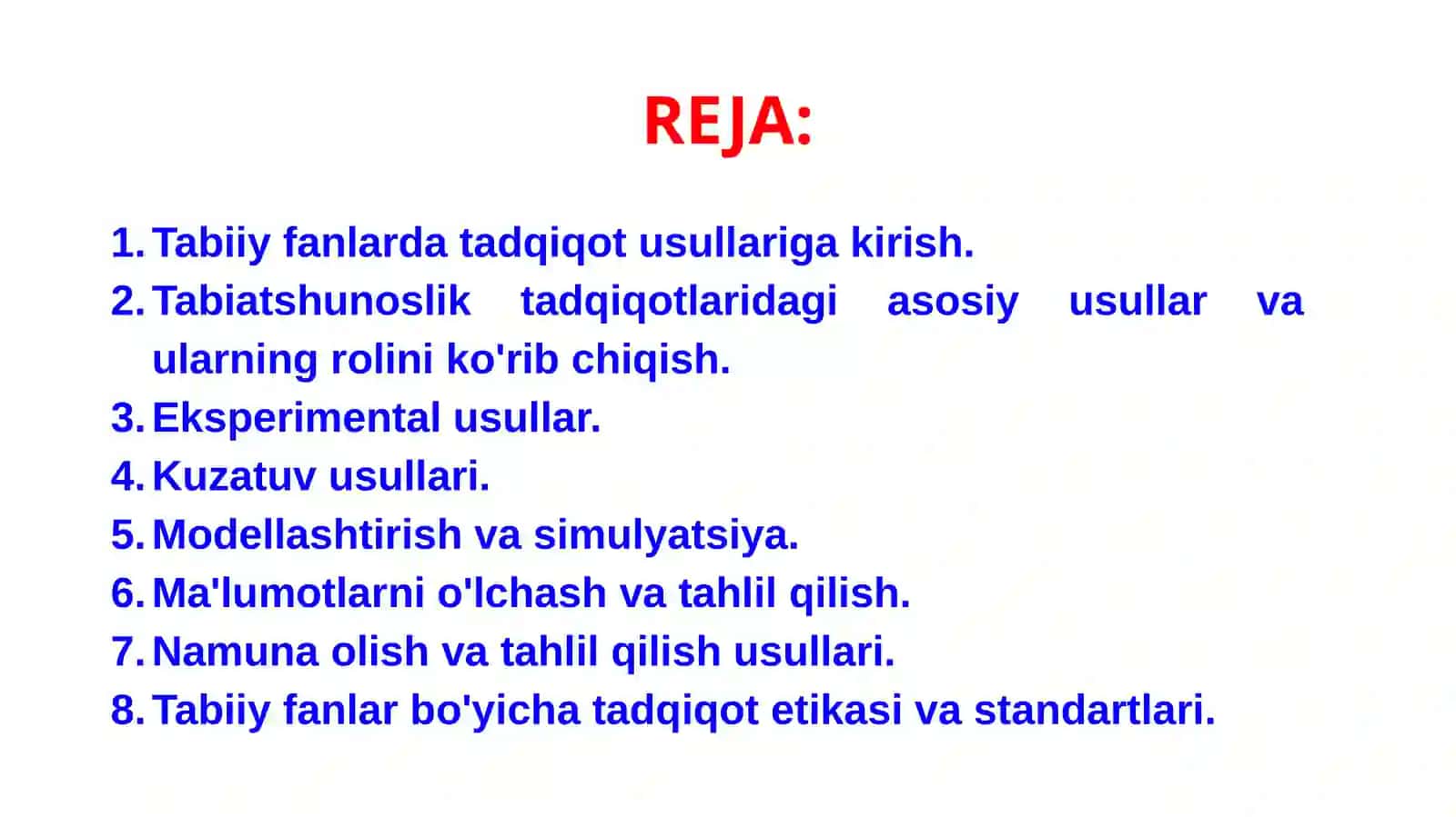 Tabiiy fanlarda tadqiqot usullari 2