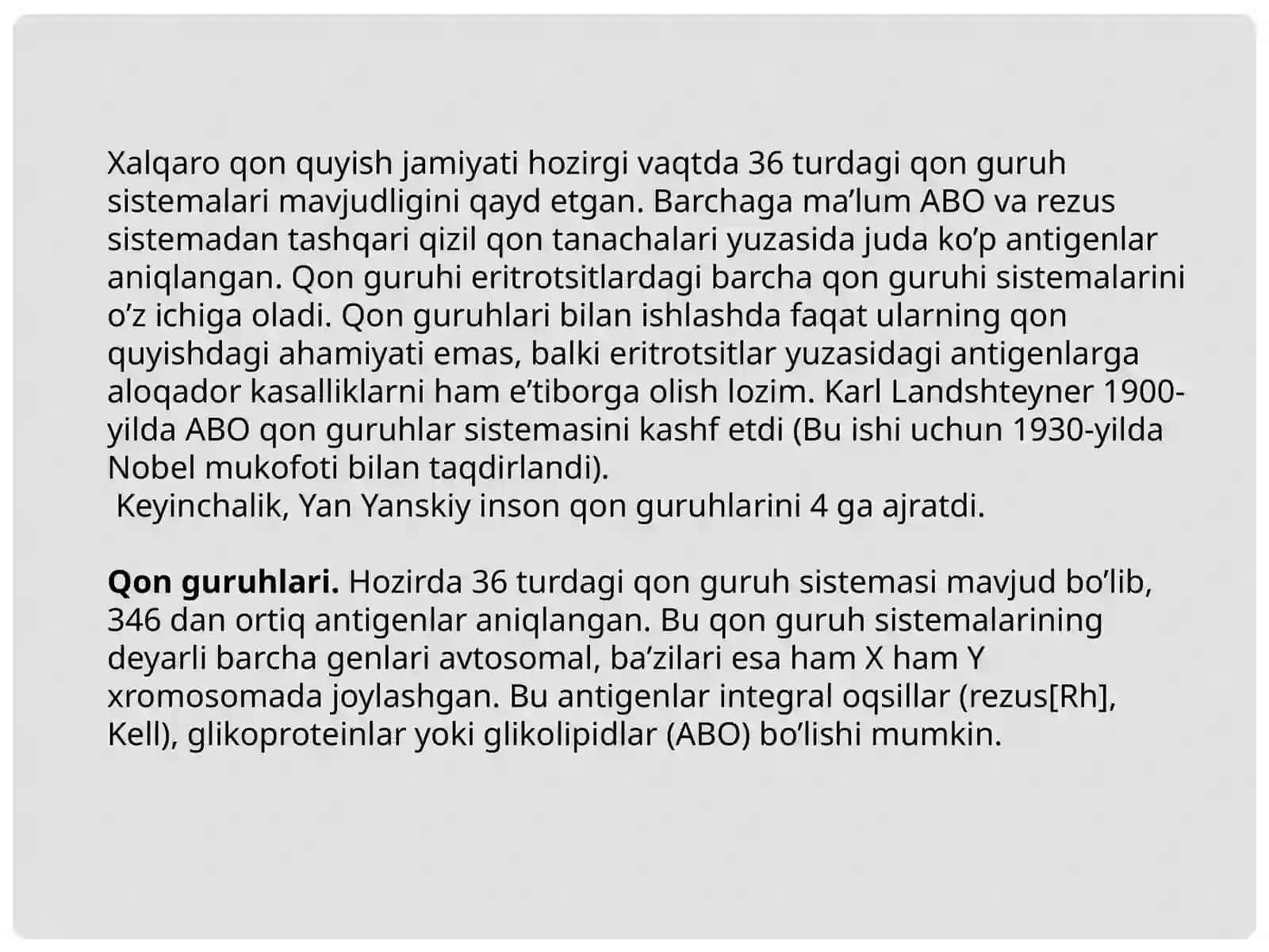 QON GURUHLARINING BIOLOGIK AHAMIYATI 2