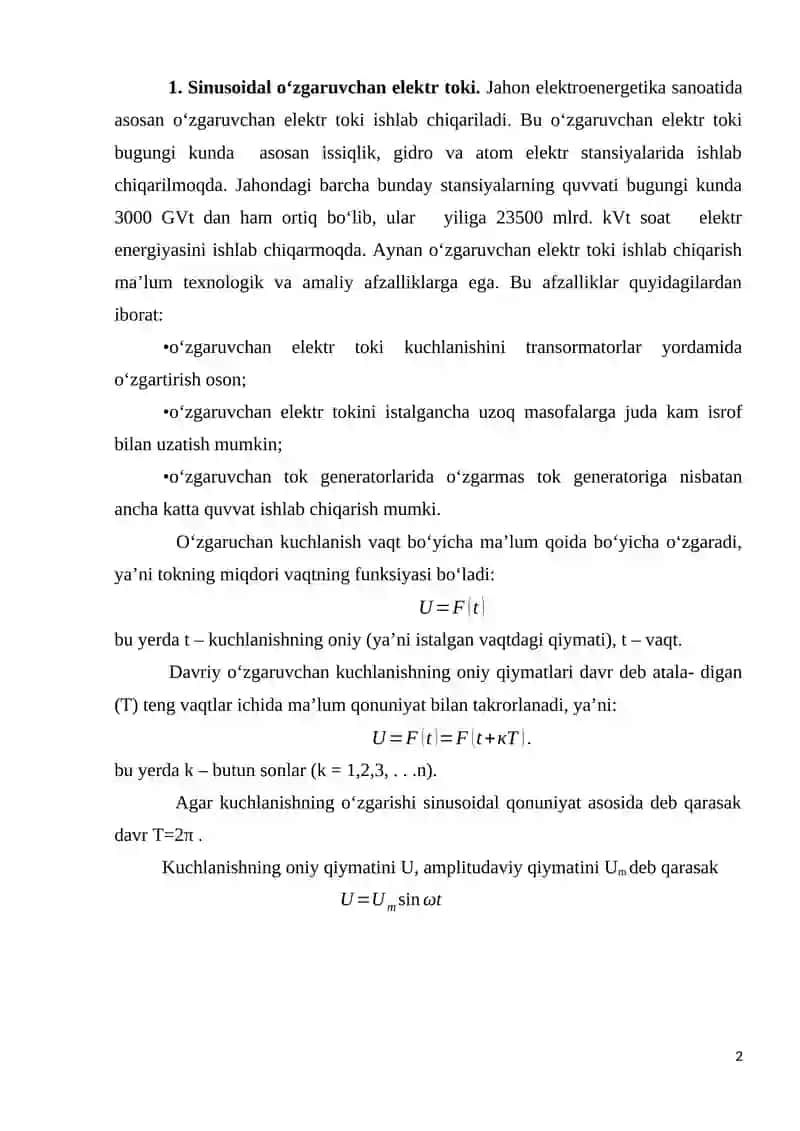 O‘zgaruvchan tok elektr zanjirlari 2