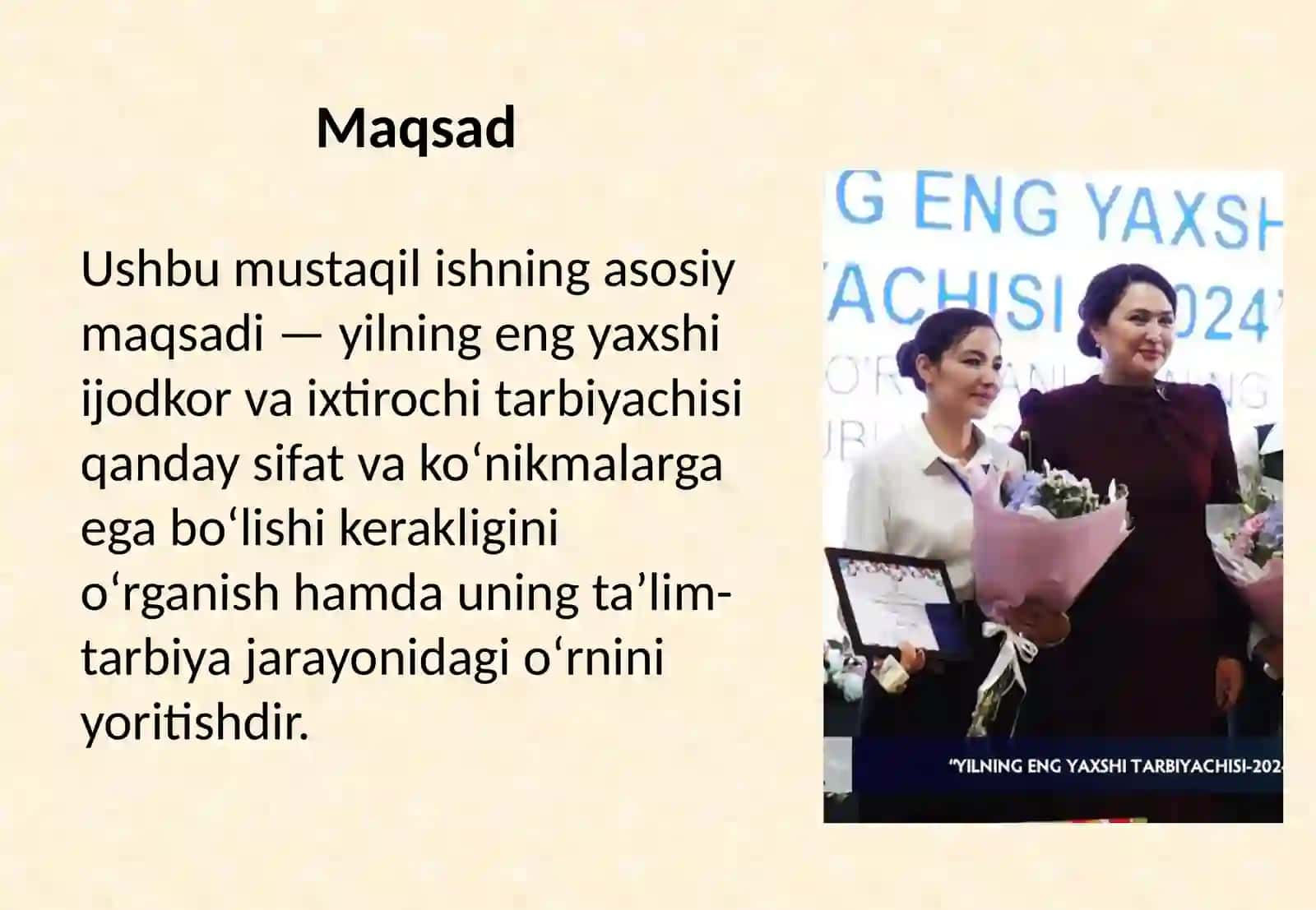 Yilning eng yaxshi ijodkor va ixtirochi tarbiyachisi 2