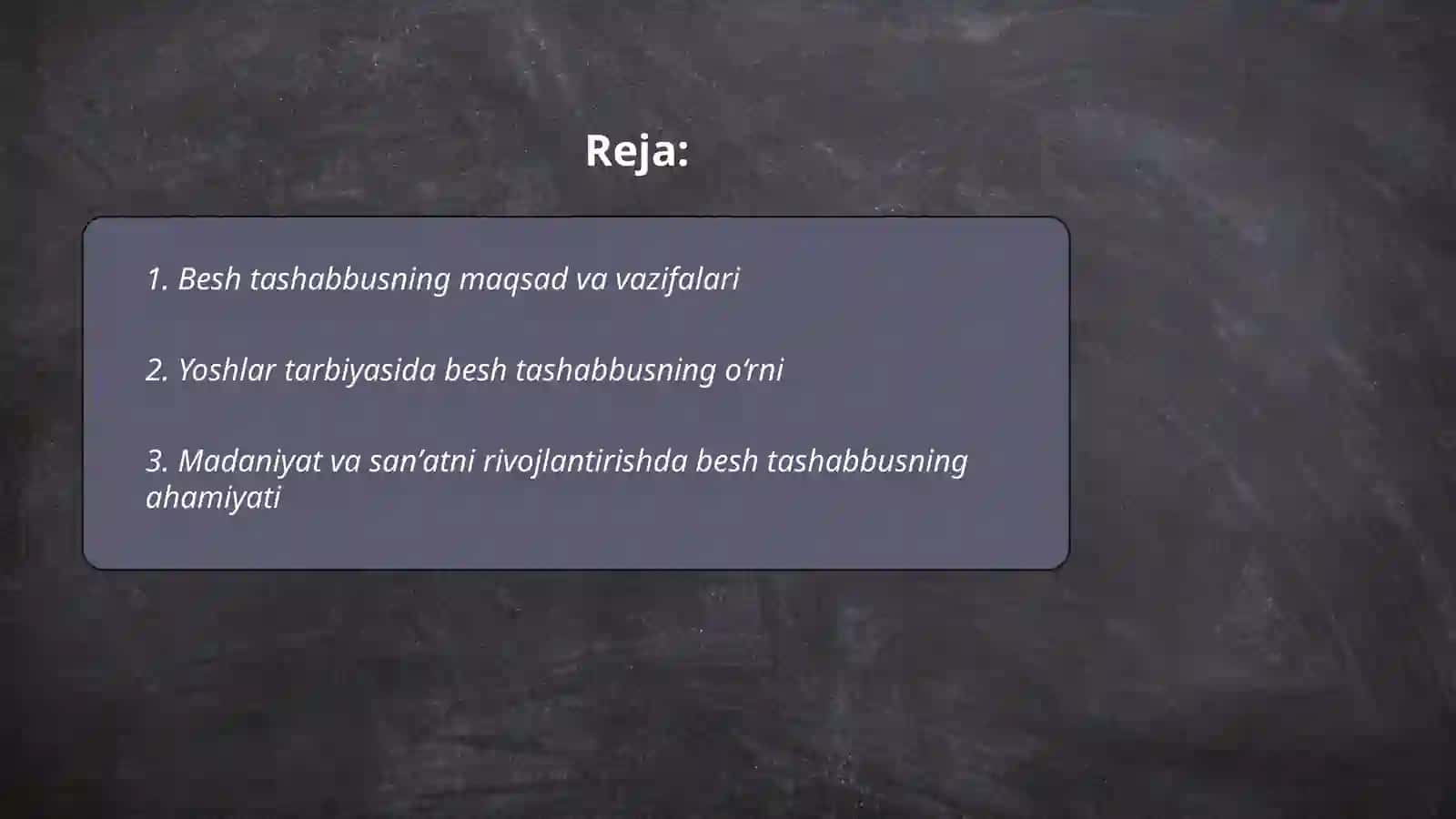 Besh tashabbus va uning yuksak maʼnaviyatni taminlashda oʻrni 2