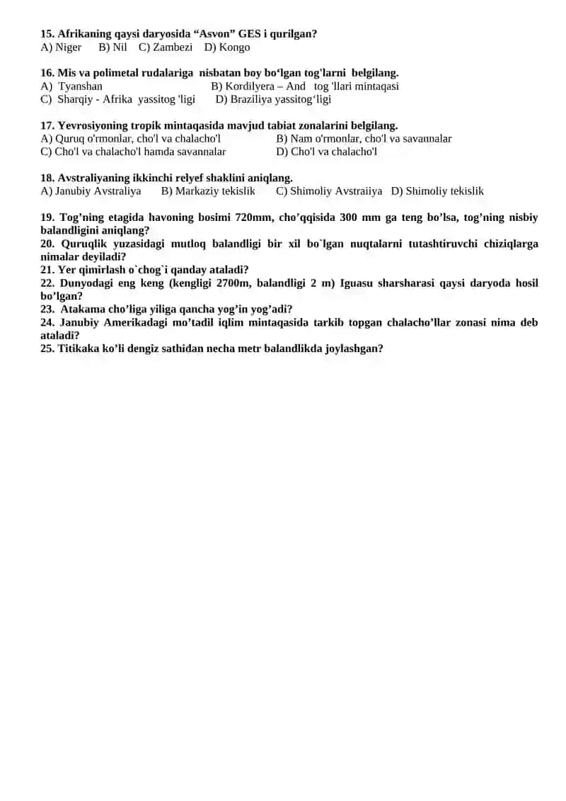 GEOGRAFIYA 6-sinf I variant 2