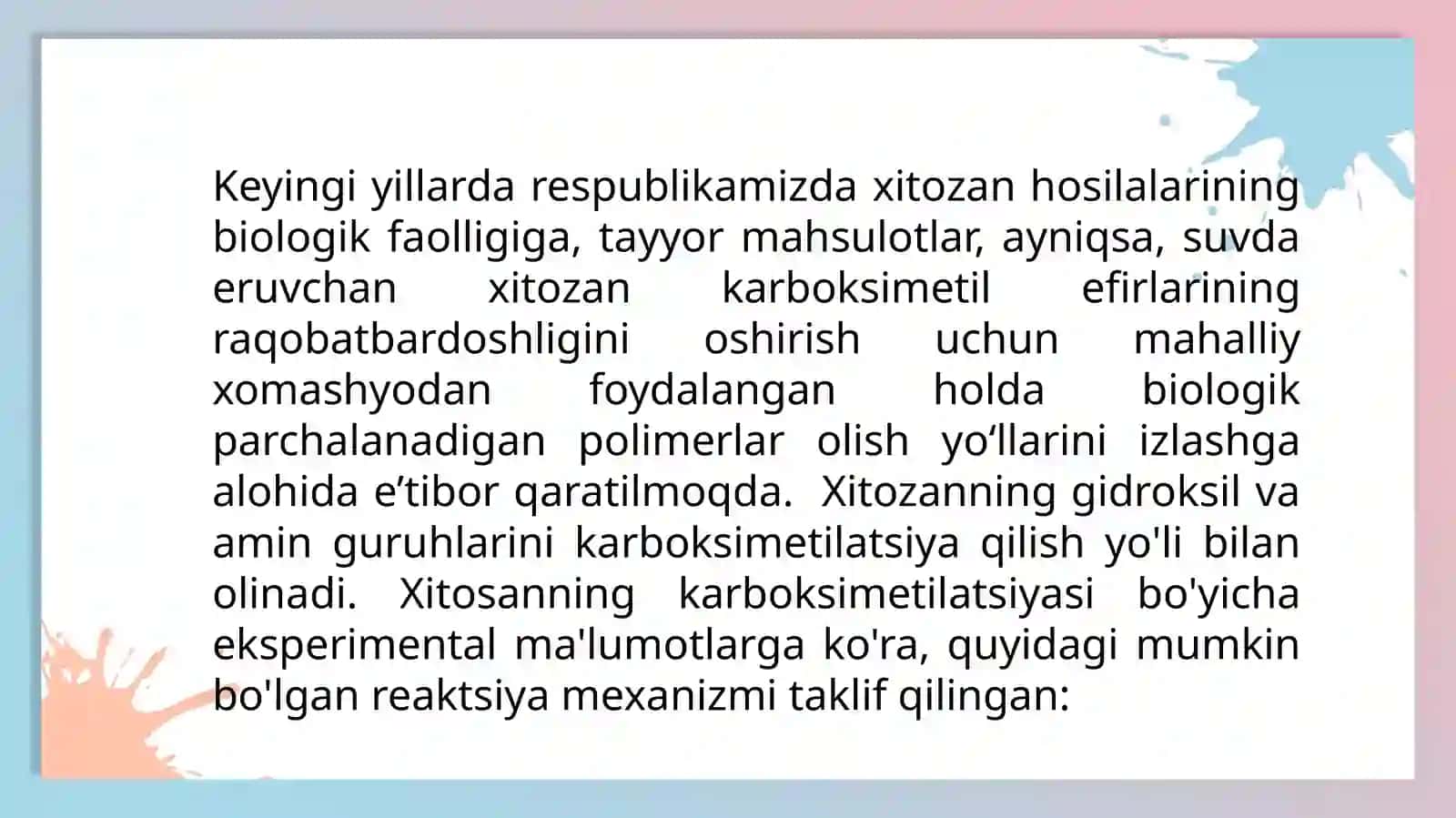KARBOKSIMETIL XITOSAN APIS MELLIFERA MOLEKULAR MODELI VA ATOMNING ZARYADLANISHI 2