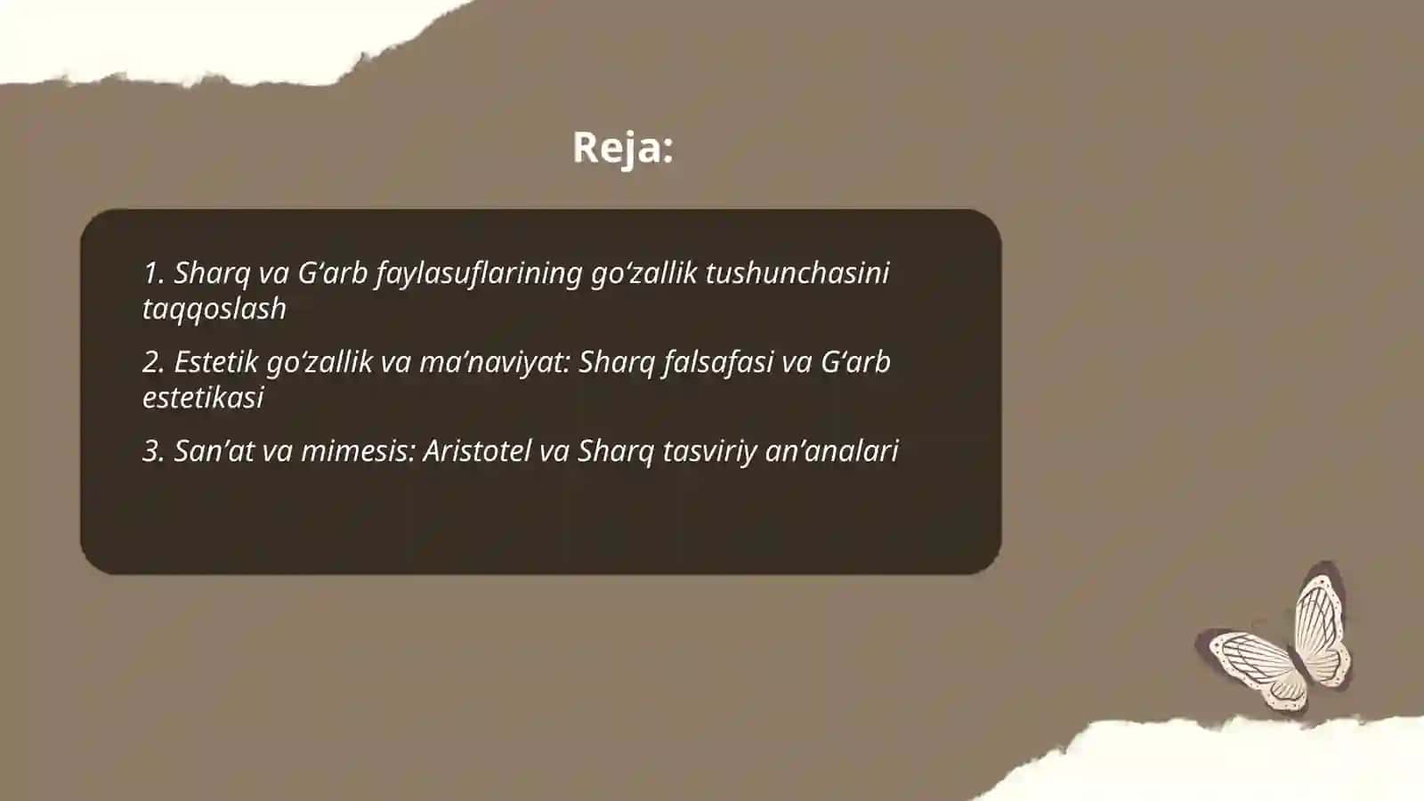 Sharq va Gʻarb faylasuflarining estetik qarashlari 2