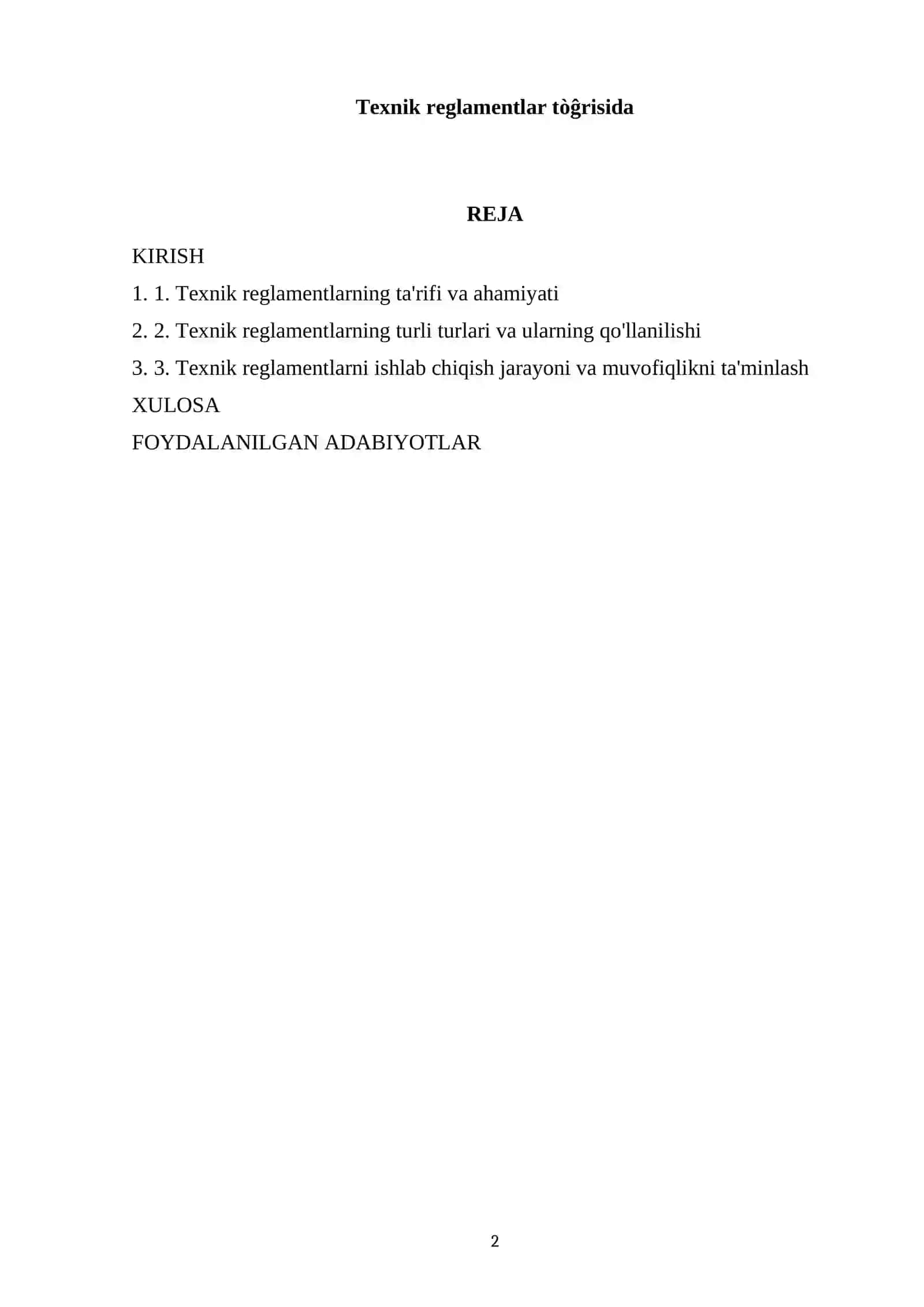 Texnik reglamentlar tòĝrisida 2