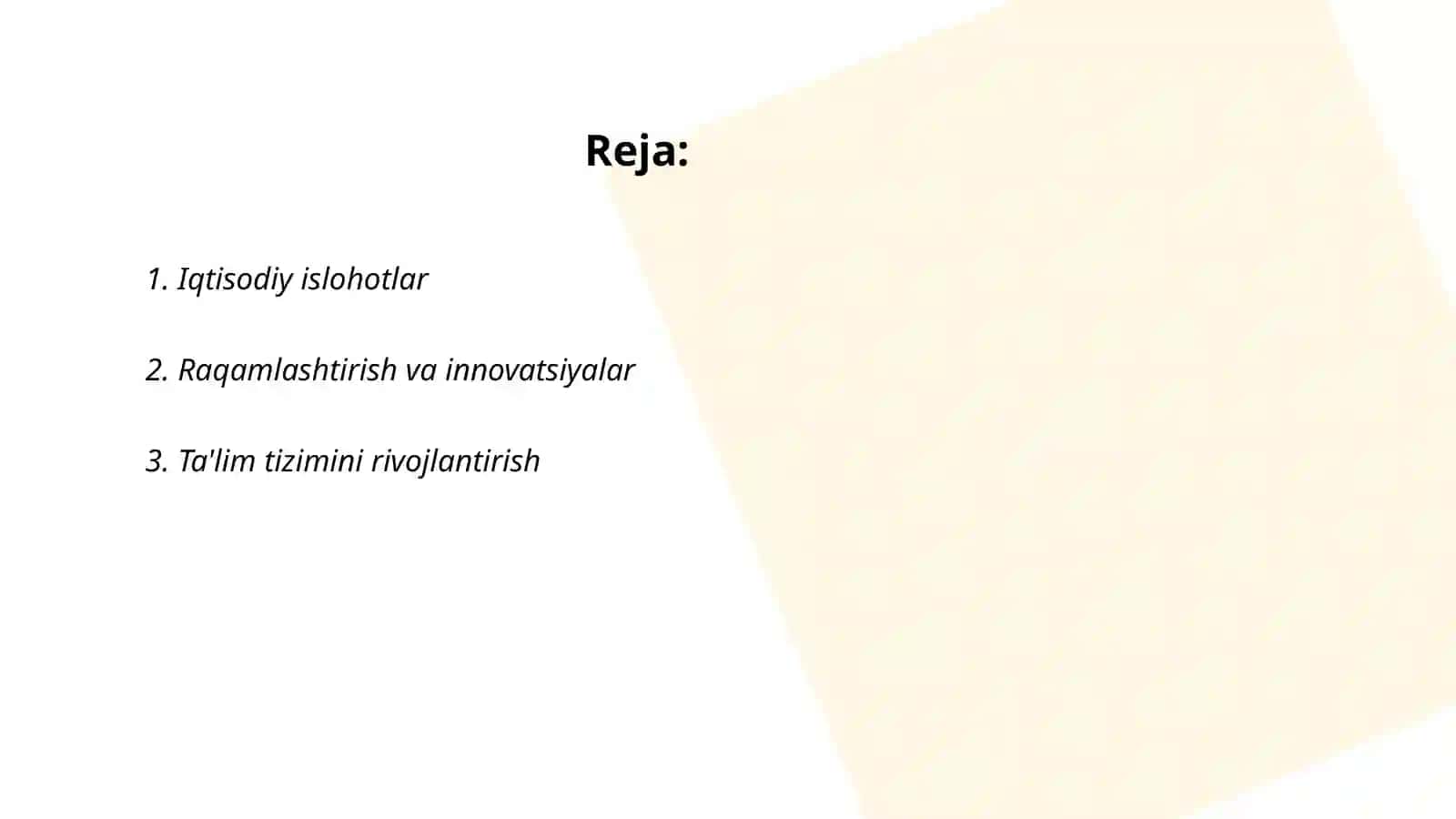 Iqtisodiy islohotlar O‘zbekistonda 2