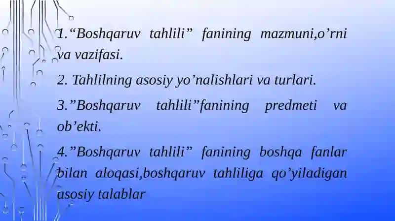 Boshqaruv tahlili 2