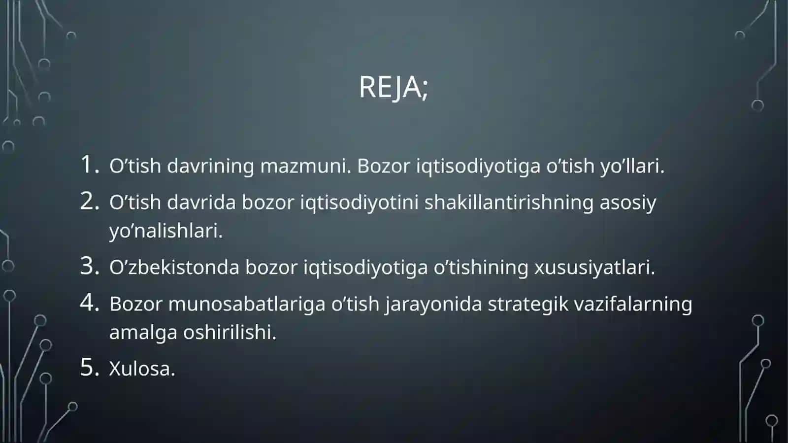 Bozor iqtisodiyotiga o’tish davri va uning o’zbekistondagi xususiyatlari 2