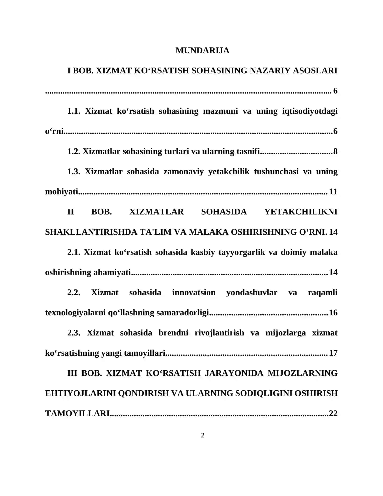 XIZMAT KO‘RSATISH SOHASINING NAZARIY ASOSLARI 2