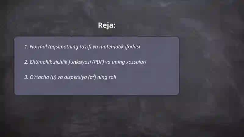 Normal taqsimot va uning xususiyatlari 2