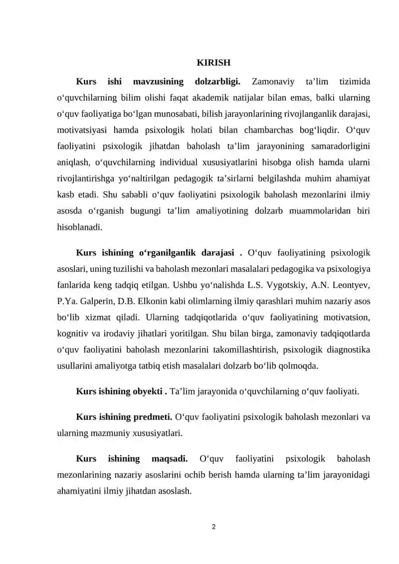 O‘QUV FAOLIYATINI PSIXOLOGIK BAHOLASHNING MEZONLARI 2