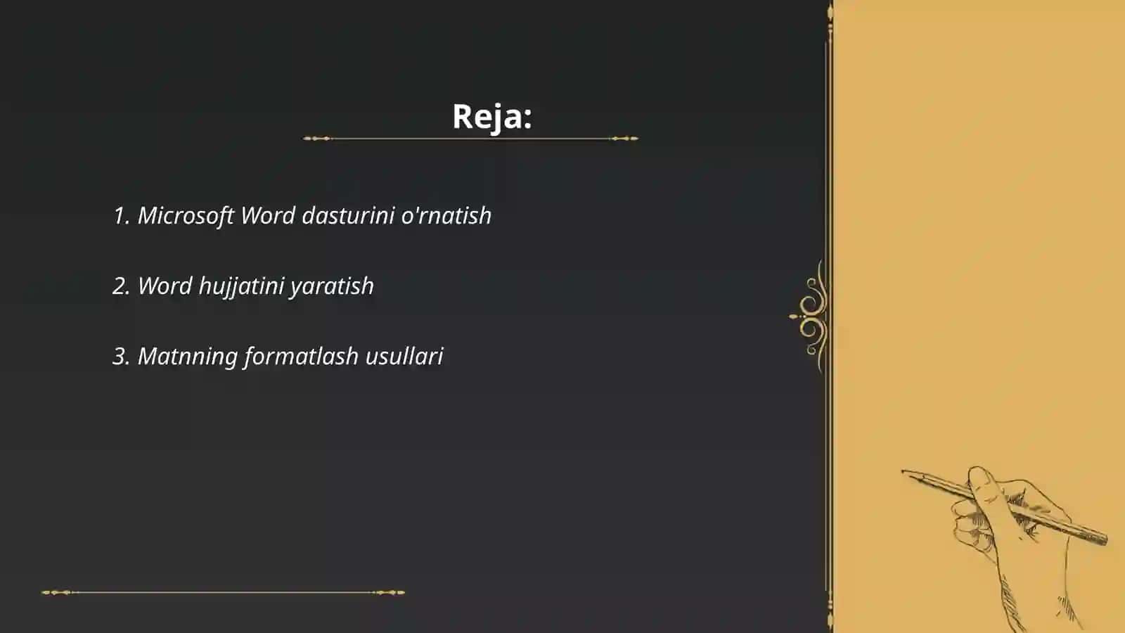 MICROSOFT WORD ILOVASIDA sohada foydalanish 2