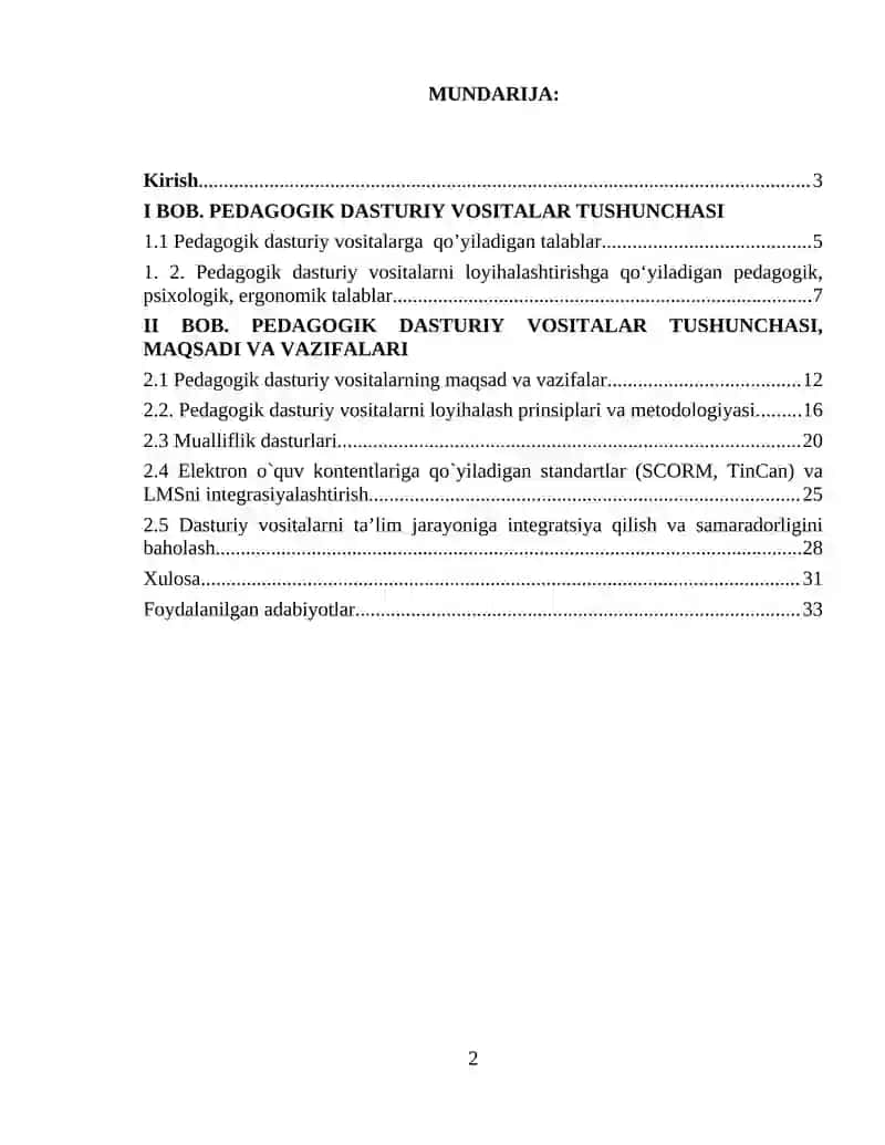 Pedagogik dasturiy vositalarni loyihalashtirish 2
