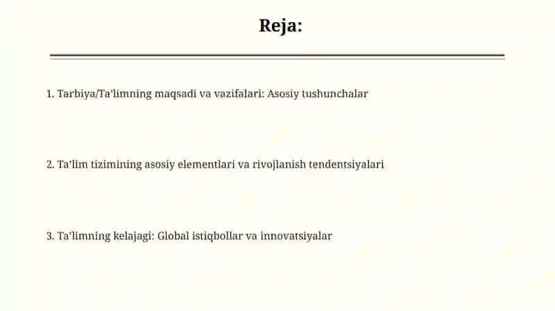Tarbiya/Ta'limning Maqsadi va Vazifalari 2