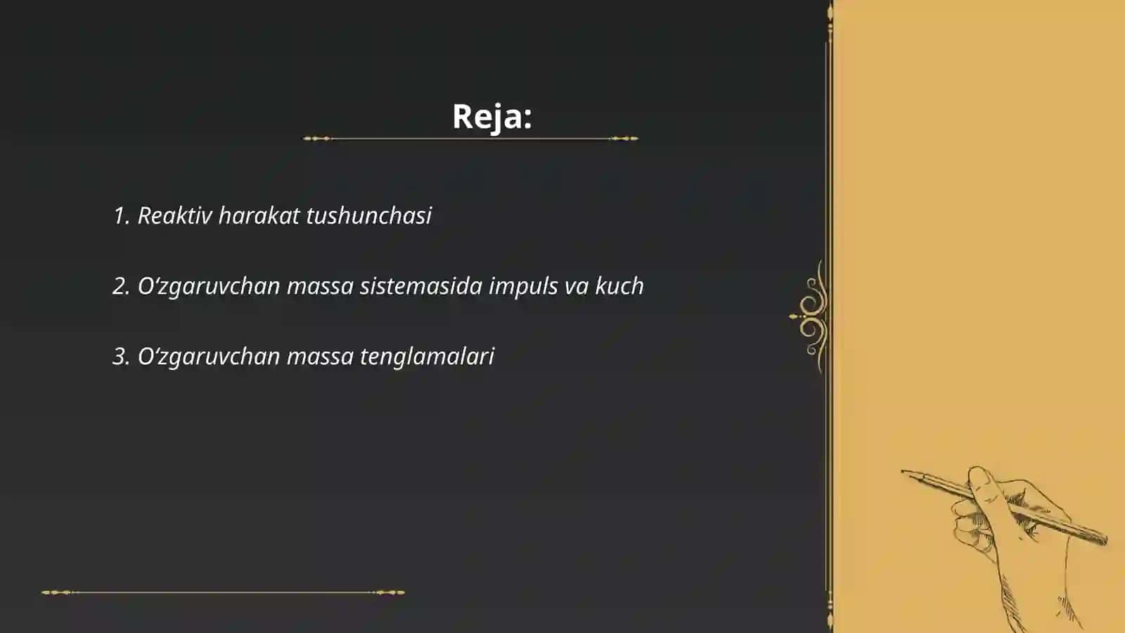 Oʻzgaruvchan massali jism harakati.Reaktiv harakat 2