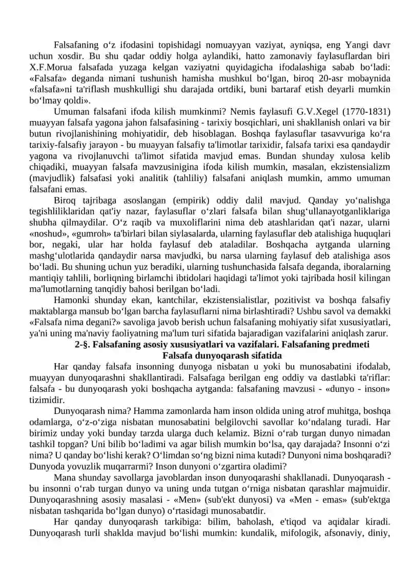 FALSAFA MAVZUSI VA FALSAFIY BILIMLAR MOHIYATI 2