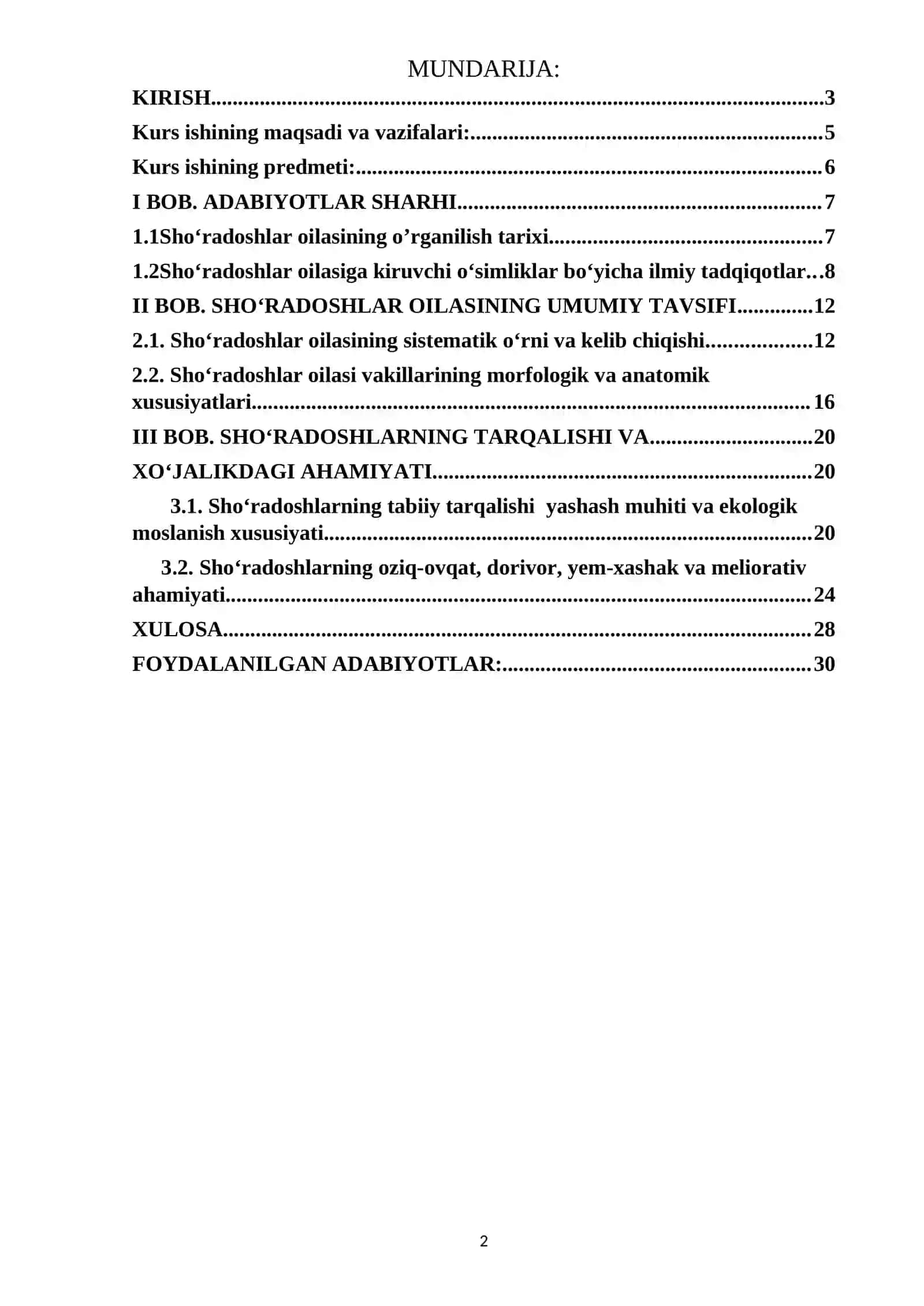 SHORADOSHLAR (CHENOPODIACEAE) OILASI 2