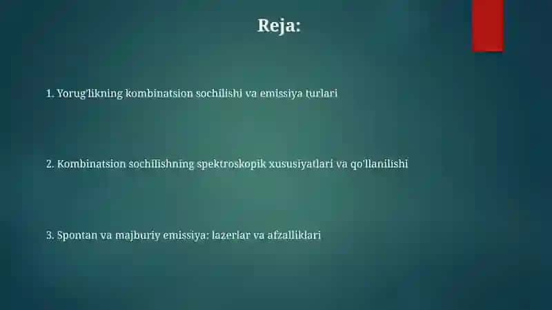 Yorug'likning kombinatsion sochilishi 2
