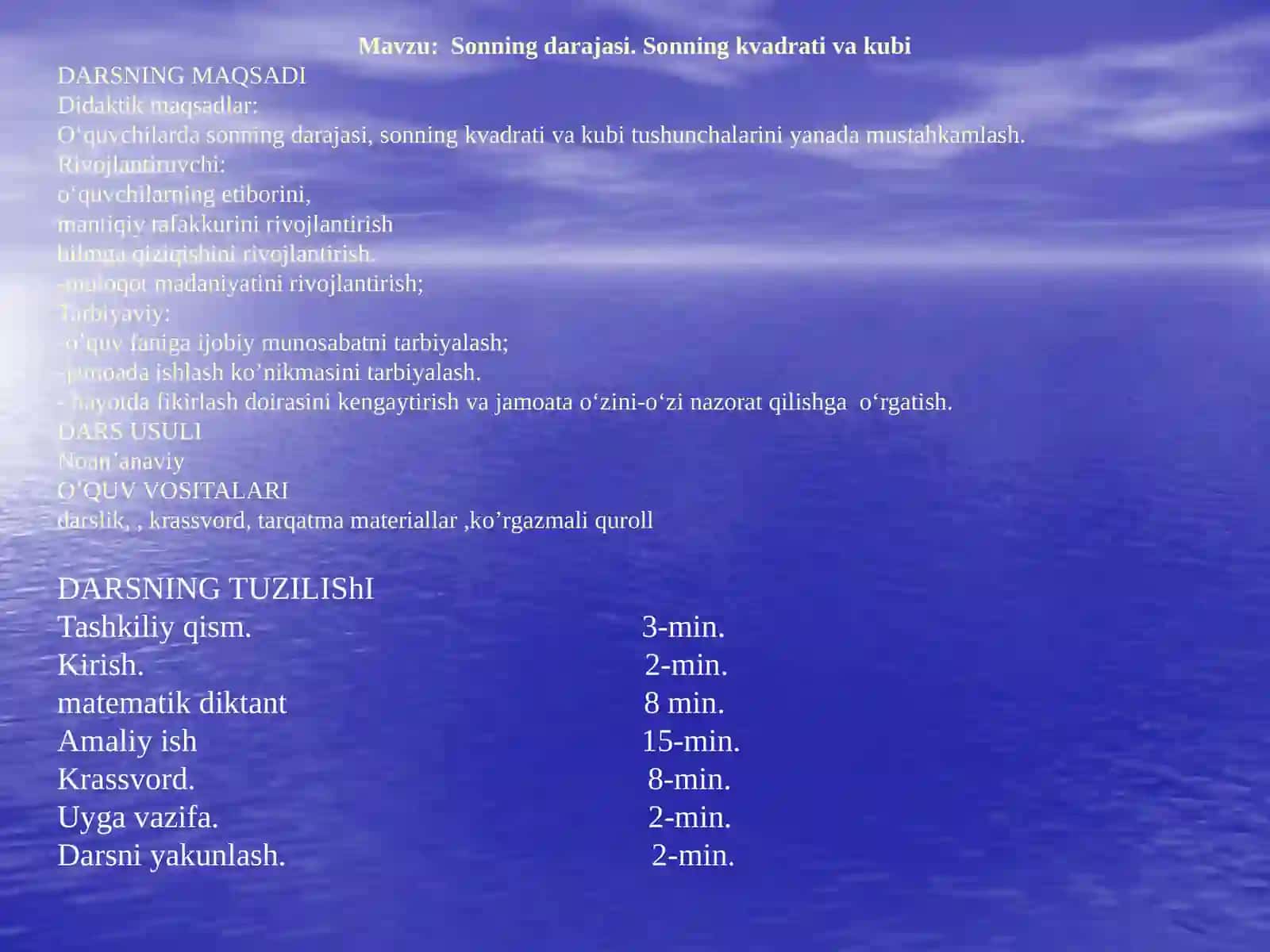 Matematika Fanidan 1 Soatlik Dar-s Ishlanmasi 2