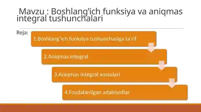 BOSHLANG’ICH FUNKSIYA VA ANIQMAS INTEGRAL TUSHUNCHALARI 2