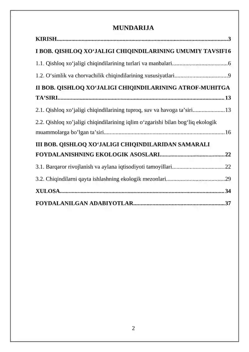 Qishloq xo’jaligi chiqindilaridan samarali foydalanishning ekologik asoslari 2