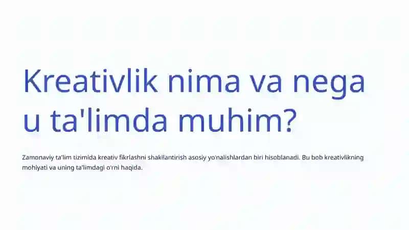 Kreativlikni Shakllantirish Ta'limi 2