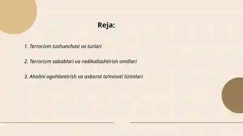 Terrorizm va aholi muhofazasi 2