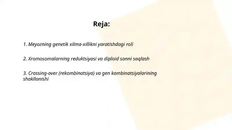 Meyozning biologik ahamiyati 2