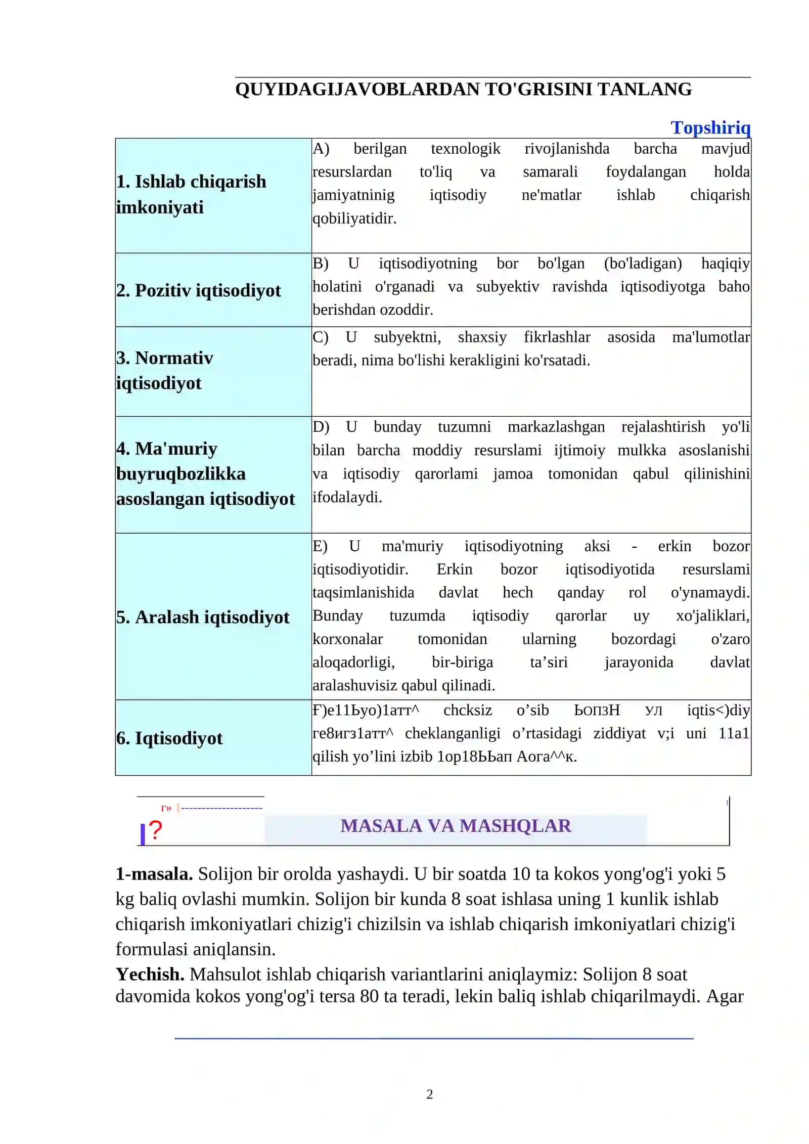IQTISODIYOTNING BAZIS TUSHUNCHALARI 2