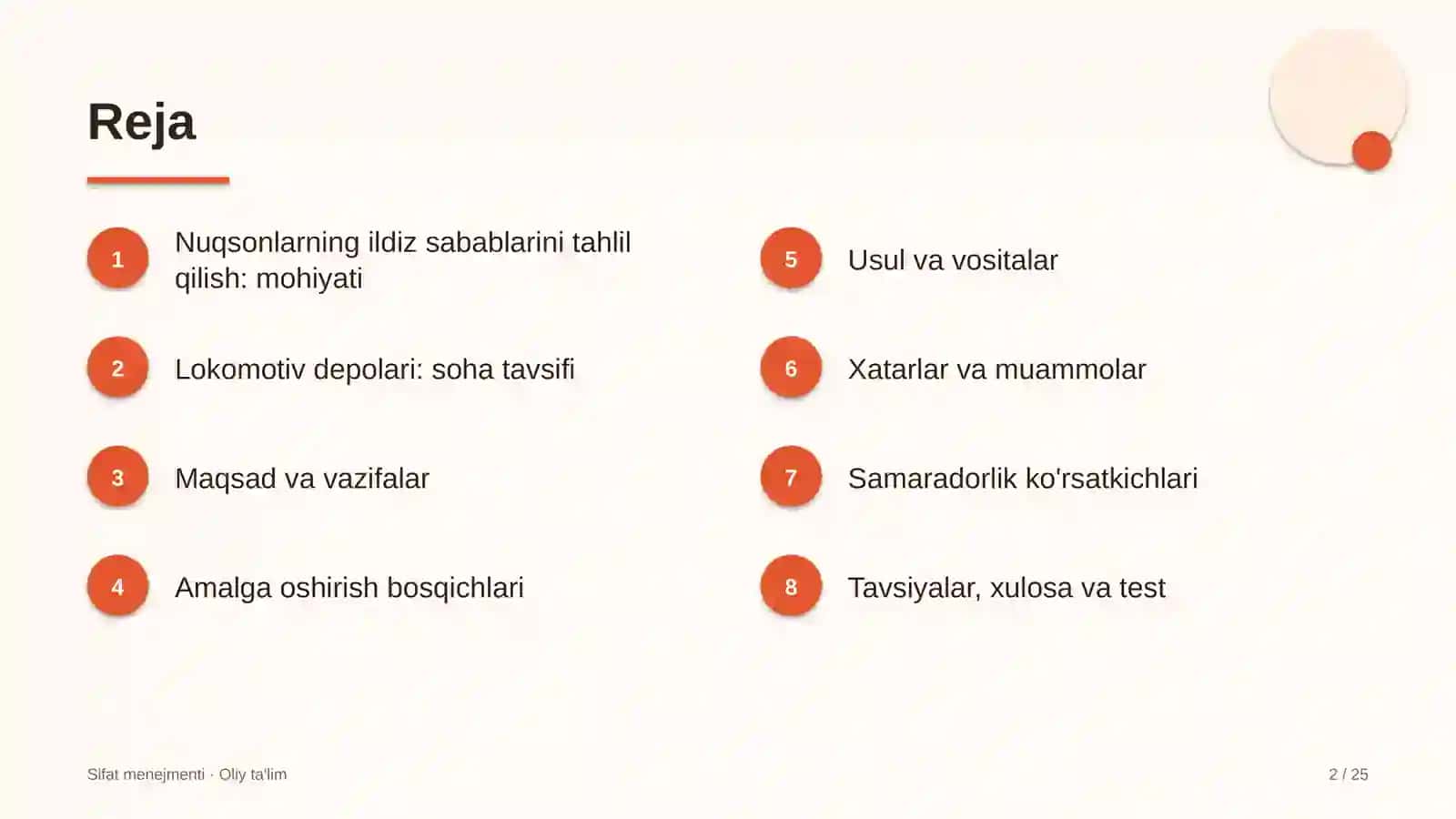 Lokomotiv depolarida nuqsonlarning ildiz sabablarini tahlil qilish 2