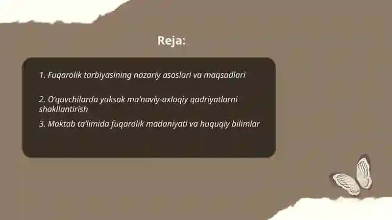 Fuqarolik tarbiyasi. Oʻquvchilarning yuksak maʼnaviy-axloqiy tarbiyasi 2
