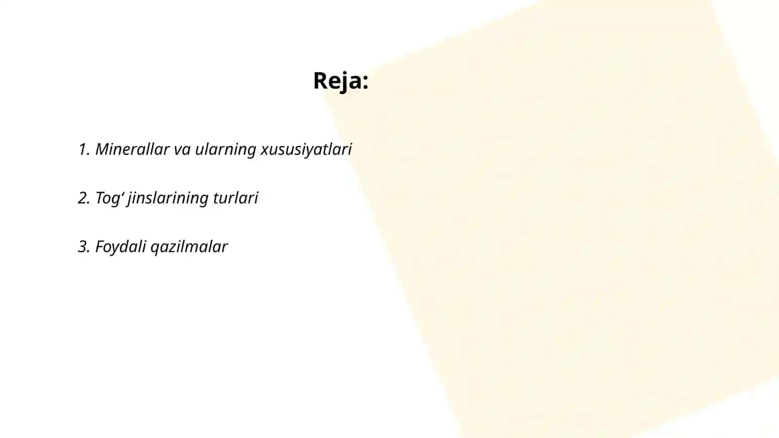 Minerallar va togʻ jinslari 2