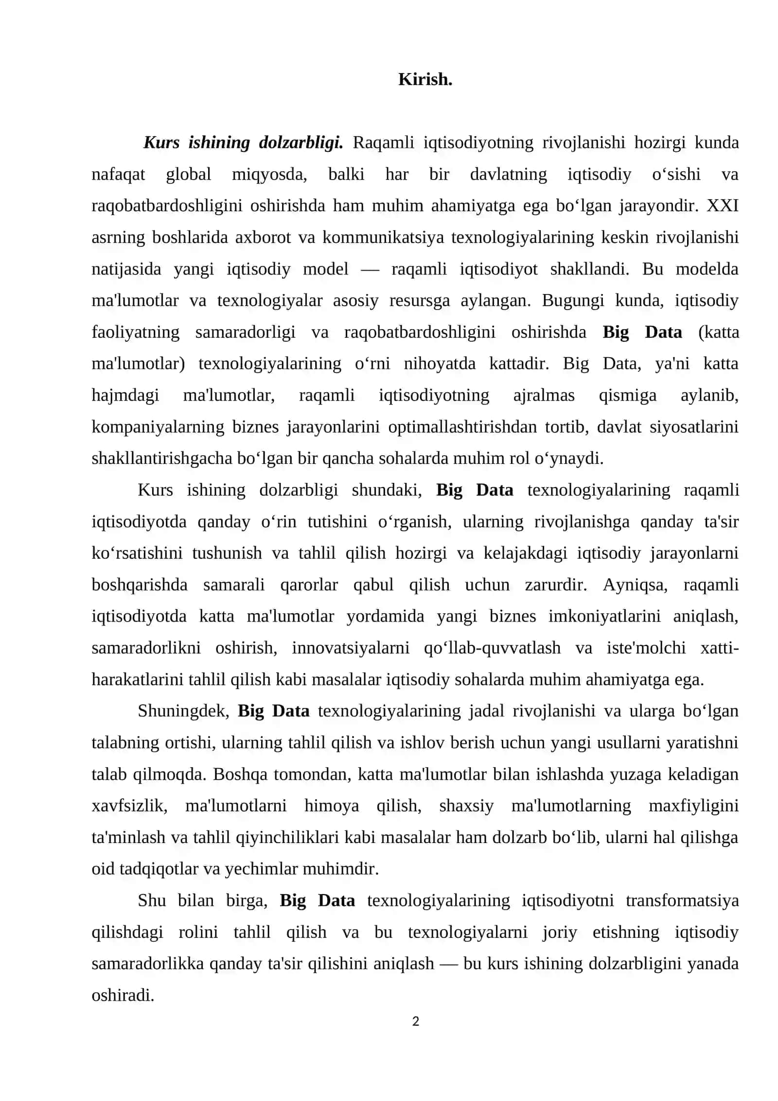 Raqamli iqtisodiyotning rivojlanishida Big Dataning oʻrni 2