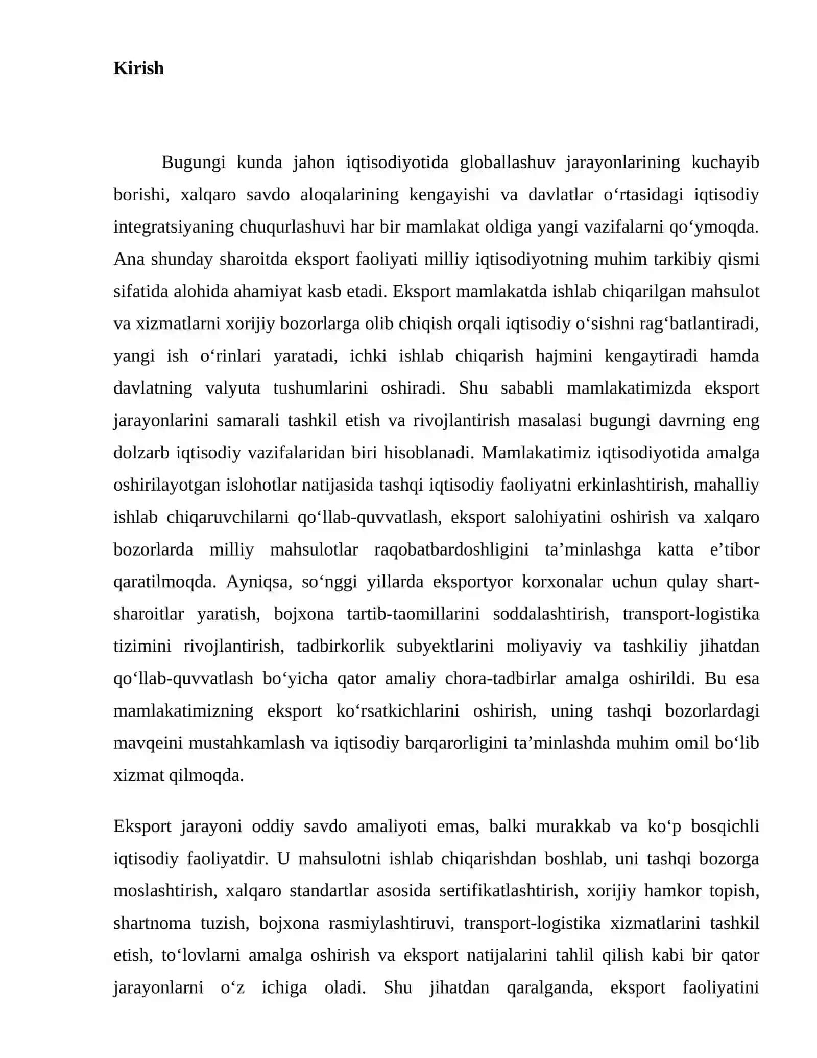 Eksport jarayonlari 2