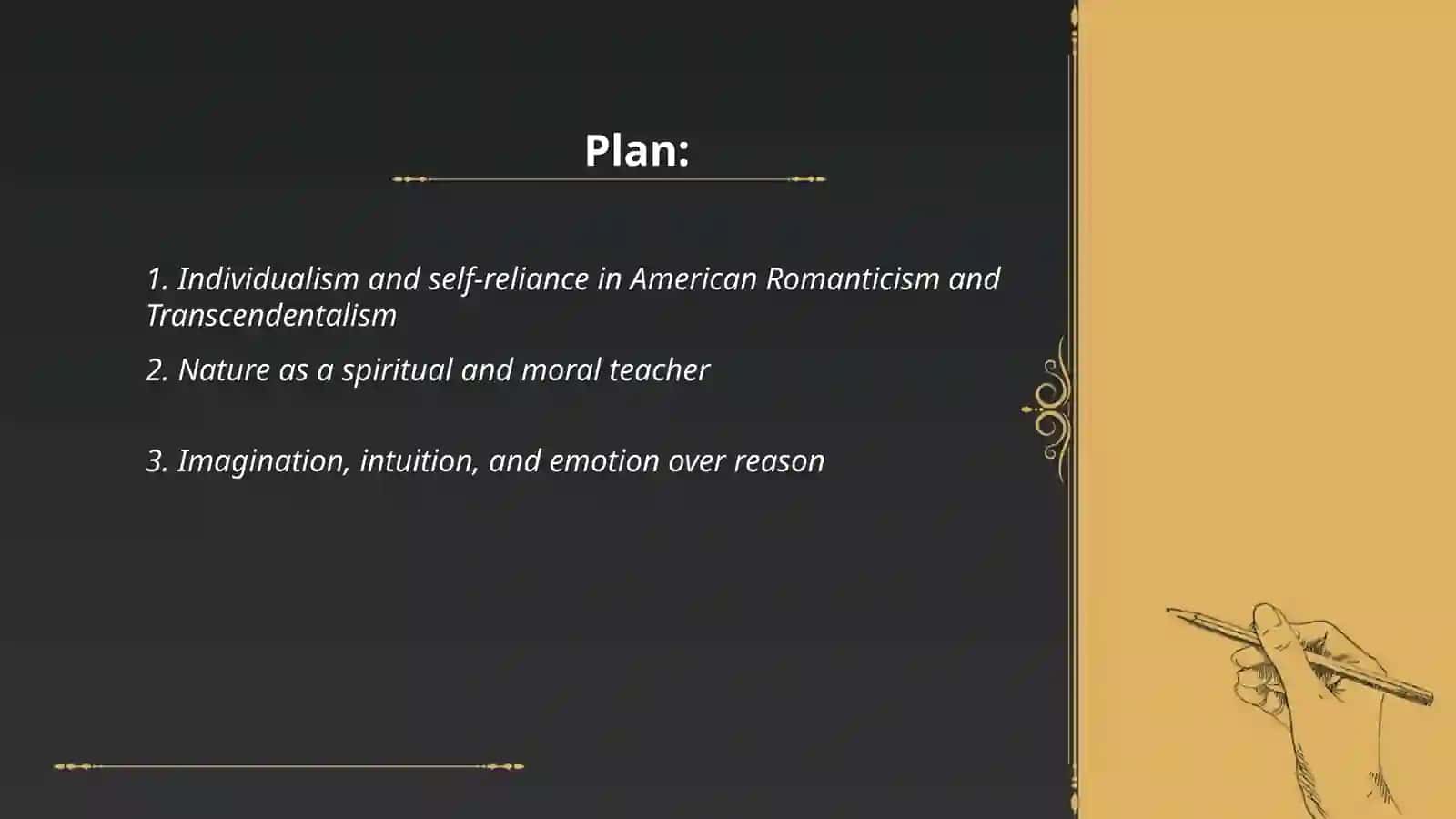 The main idea and theme of Romanticism and Transcendentalism period in American literature 2