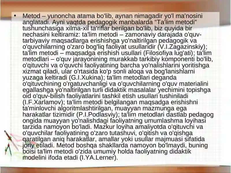 Ta’lim metodlari va vositalari 2