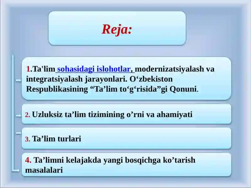 O’zbekiston Respublikasida ta’lim sohasi 2