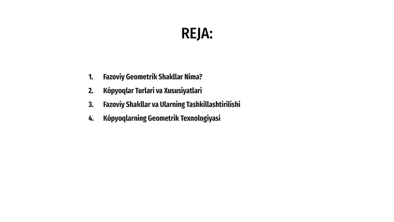 Fazoviy geometrik shakllar.Kópyoqlar 2