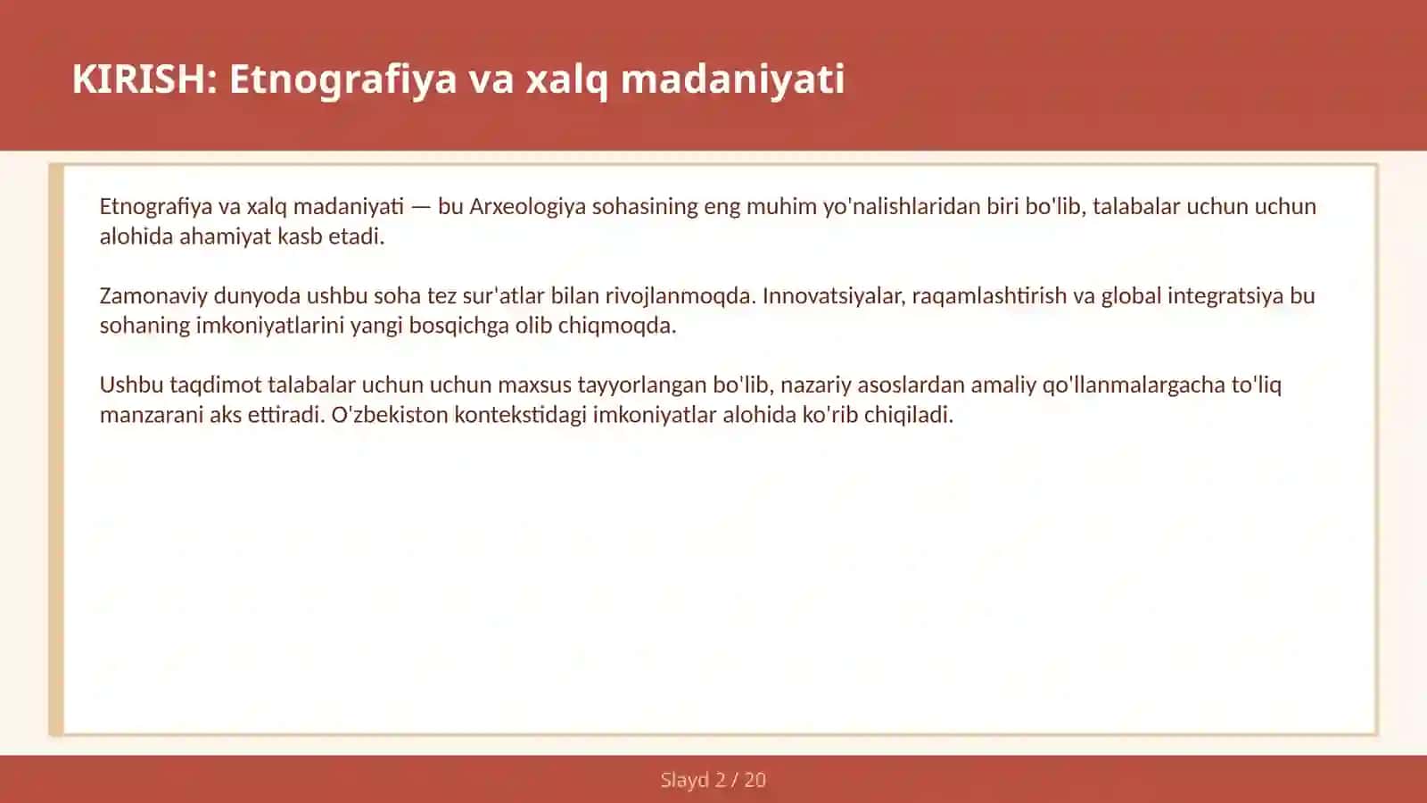 ETNOGRAFIYA VA XALQ MADANIYATI 2