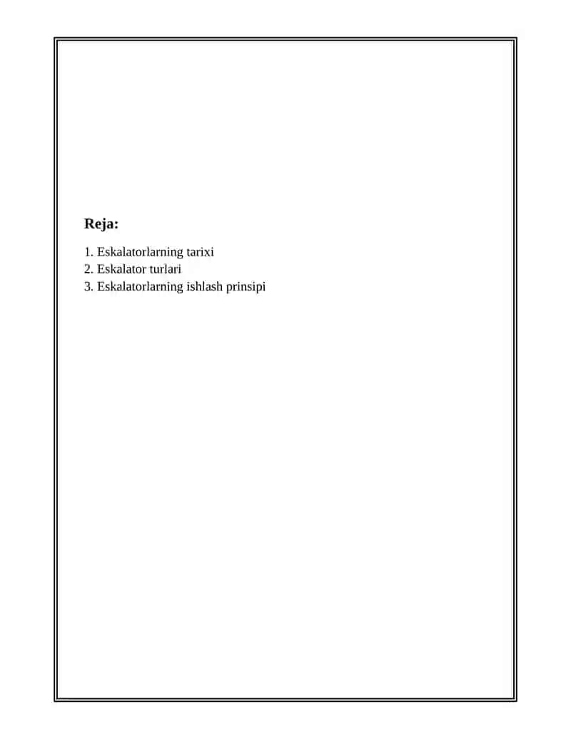 ESKALATORLAR Mavzusidagi REFERAT 2
