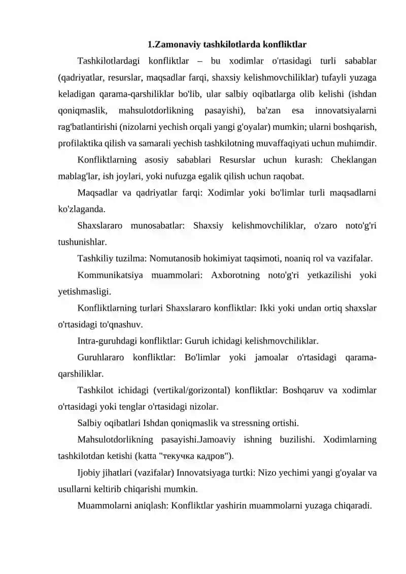 TASHKILOTLARDAGI KONFLIKTLAR 2