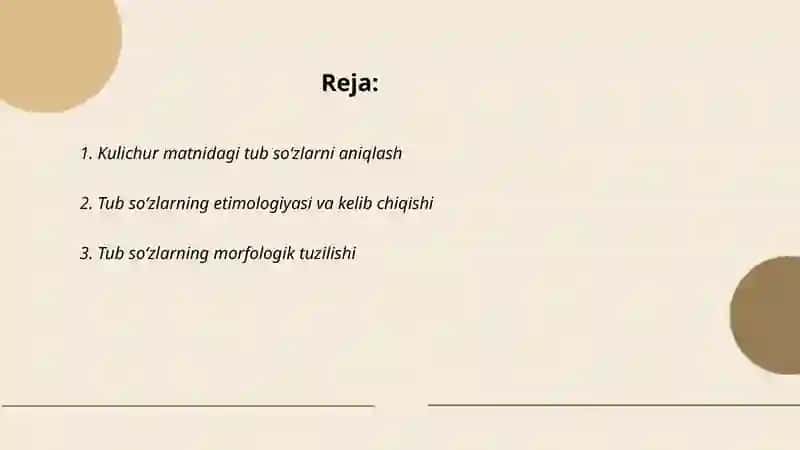 Kulichur bitigdoshi matnidagi tub soʻzlar 2